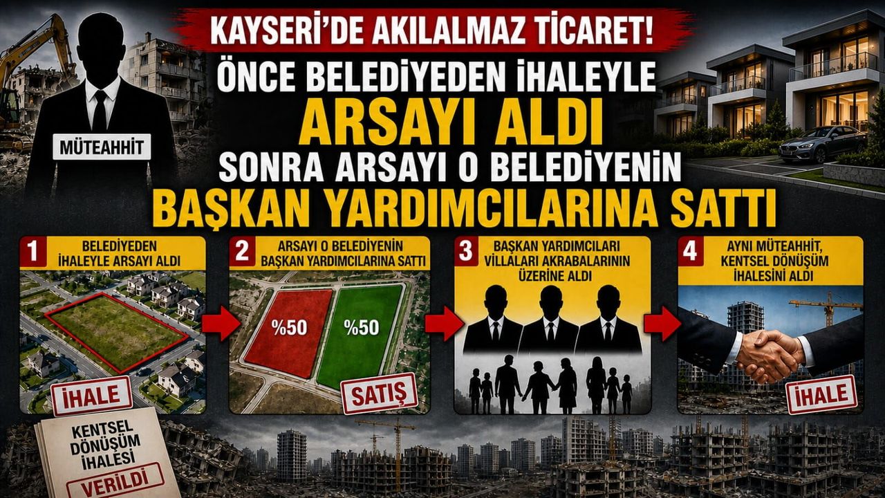 Kayseri'de Akıl Almaz Ticaret - İhaleden Aldığı Arsayı, İhaleyi Düzenleyen Başkan Yardımcılarına Sattı