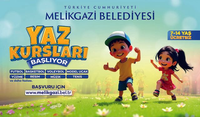 Melikgazi Yaz Kursları Başlıyor, Son Kayıt 27 Haziran