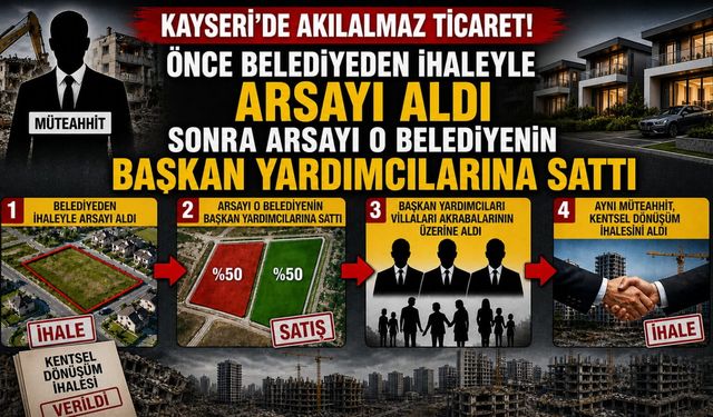 Kayseri'de Akıl Almaz Ticaret - İhaleden Aldığı Arsayı, İhaleyi Düzenleyen Başkan Yardımcılarına Sattı