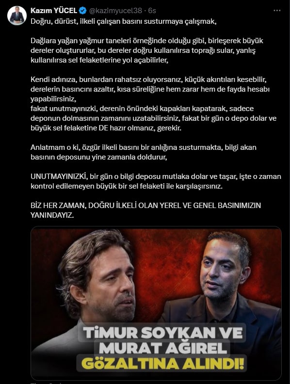 Kazım Yücel Timur Soykan Sosyal Medya Açıklaması