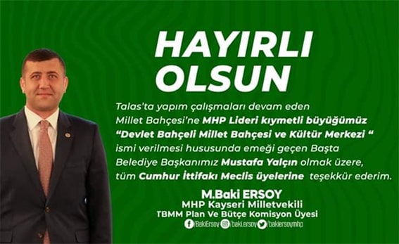 Talas Devlet Bahçesi Millet Bahçesi