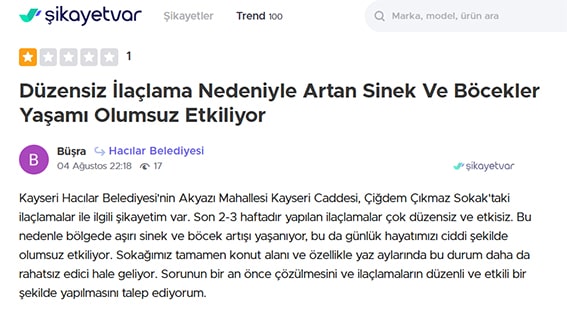 Hacıalr Belediyesi Şikayet Var