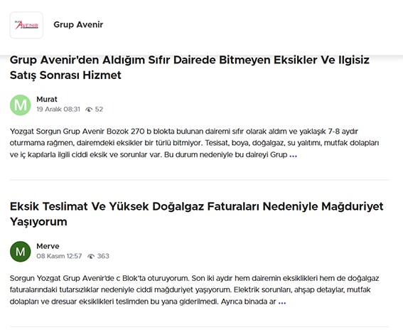 Grup Avenır Şikayetvar